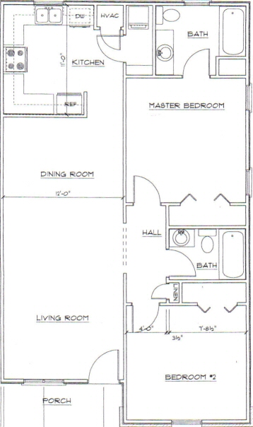 J. Timms and Company, Inc.. Chinquapin Commons, Greenwood, SC - Floor Plan 2 Bedrooms. Click here for a larger printable view pop up window.